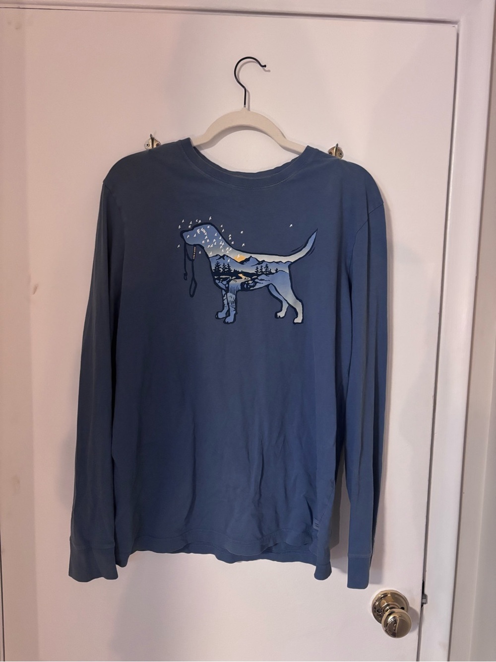 Life Is Good Blue Long-Sleeve Dog Graphic Tee